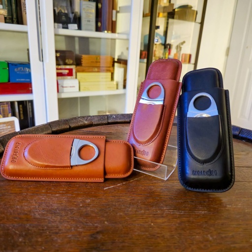 [ACC024] Estuche de Piel 2 Cigarros + Cortador